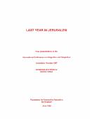 Last year in Jerusalem : four presentations to the international conference on integration and adaptation, Jerusalem, October 1997