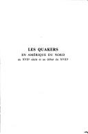 Cover of: Les Quakers en Amérique du Nord au XVIIe siècle et au début du XVIIIe