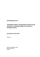 Demographic transition, inter-generational contracts and old age security : an emerging challenge for social policy in developing countries