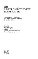 1939 : a retrospect forty years after : proceedings of a conference held at the University of Surrey 27 October 1979