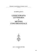 Cover of: Lessicografia letteraria e metodo concordanziale