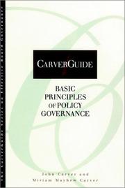 Cover of: Basic principles of policy governance