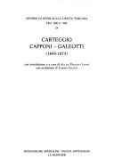 Cover of: Carteggio Capponi-Galeotti (1845-1875)