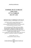 Cover of: Papiers Jean Guiraud (1866-1953) et sa famille: 362 AP 1-242 : répertoire numérique détaillé