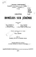 Cover of: Homélies sur Jérémie