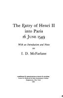 Cover of: The Entry of Henri II into Paris, 1549
