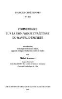 Cover of: Commentaire sur la Paraphrase chrétienne du Manuel d'Epictète