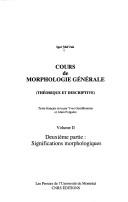 Cover of: Cours de morphologie générale: théorique et descriptive