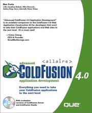 Cover of: Advanced ColdFusion 4.0 application development
