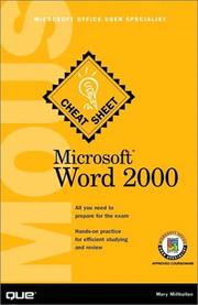 Cover of: Microsoft Word 2000 MOUS cheat sheet