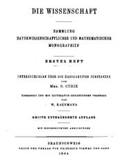 Cover of: Untersuchungen ü̈ber die radioaktiven Substanzen