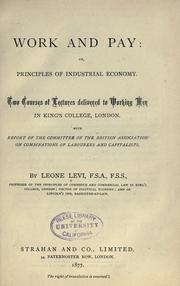 Cover of: Work and pay by Leone Levi
