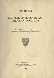 Cover of: Tables of complex hyperbolic and circular functions