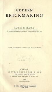 Cover of: Modern brickmaking by Alfred B. Searle