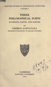 Cover of: Three philosophical poets