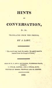 Cover of: Hints on conversation