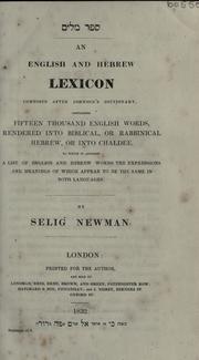 Cover of: An English and Hebrew lexicon by Selig Newman