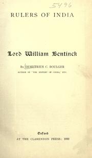 Cover of: Lord William Bentinck.