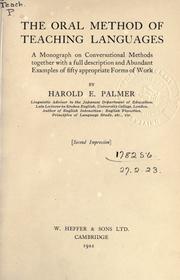 Cover of: The oral method of teaching languages by Palmer, Harold E.