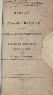 Cover of: Memoirs of Alexander Bethune by Alexander Bethune