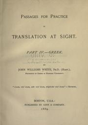 Cover of: Passages for practice in translation at sight.: Part IV.--Greek.