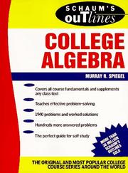 Cover of: Schaum's Outline of Theory and Problems of College Algebra (Schaum's Outlines)