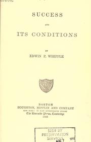 Cover of: Success and its conditions.
