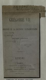 Cover of: Gr©Øegoire VII et les origines de la doctrine ultramontaine