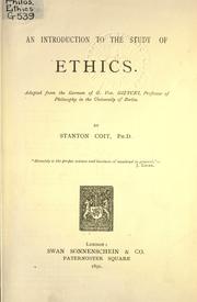 Cover of: Introduction to the study of ethics