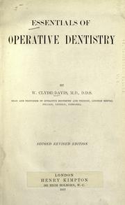 Essentials of operative dentistry by Wallace Clyde Davis