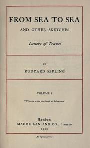 Cover of: From sea to sea; letters of travel