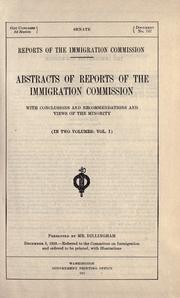 Reports of the Immigration Commission by United States. Immigration Commission (1907-1910)