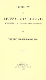 Cover of: History of Jews' college by Jews' College (London, England)