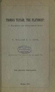 Cover of: Thomas Taylor by William E. A. Axon