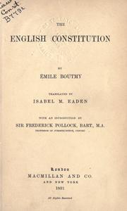 Cover of: The English constitution by Emile Gaston Boutmy