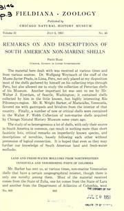Cover of: Remarks on and descriptions of South American non-marine shells. by Haas, Fritz