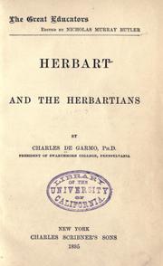 Cover of: Herbart and the Herbartians by De Garmo, Charles