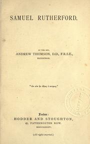 Cover of: Samuel Rutherford by Andrew Thomson