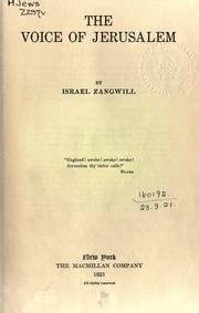 Cover of: The voice of Jerusalem. by Israel Zangwill
