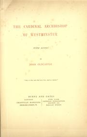 Cover of: The Cardinal Archbishop of Westminster: with notes