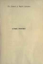 Cover of: Lyric poetry. by Ernest Rhys