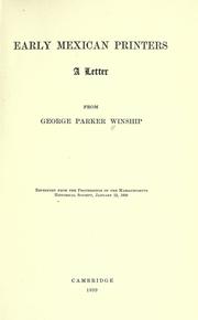 Cover of: Early Mexican printers: a letter from George Parker Winship ...