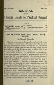 Cover of: Has Swedenborg's "lost word" been found?" by Albert J. Edmunds
