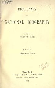 Cover of: Dictionary of national biography by Edited by Sidney Lee