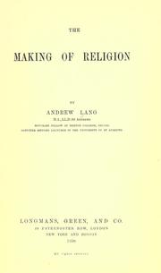 Cover of: The making of religion. by Andrew Lang
