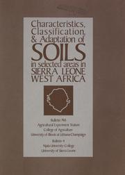 Cover of: Characteristics, classification, & adaptation of soils in selected areas in Sierra Leone, West Africa by R. T. Odell ... [et al.].