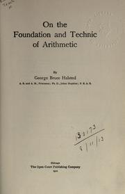 Cover of: On the foundation and technic of arithmetic. by George Bruce Halsted