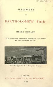 Memoirs of Bartholomew Fair by Henry Morley