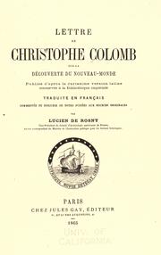 Cover of: Lettre de Christophe Colomb sur la découverte du Nouveau-monde by Christopher Columbus