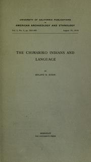 Cover of: The Chimariko Indians and language by Roland Burrage Dixon